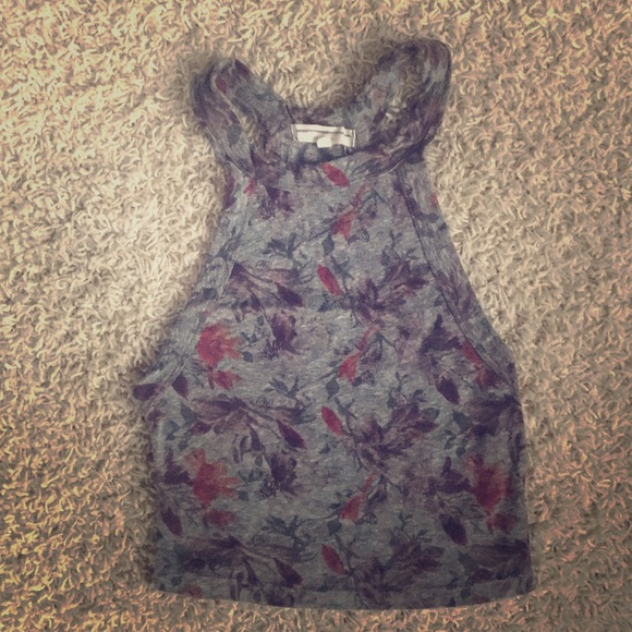 Urban Outfitters Tops - Urban outfitters floral Grey Crop tank 💐🌼
